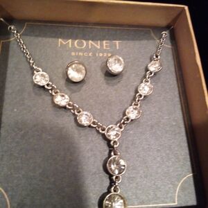 Monet Silver Necklace and Earring Set